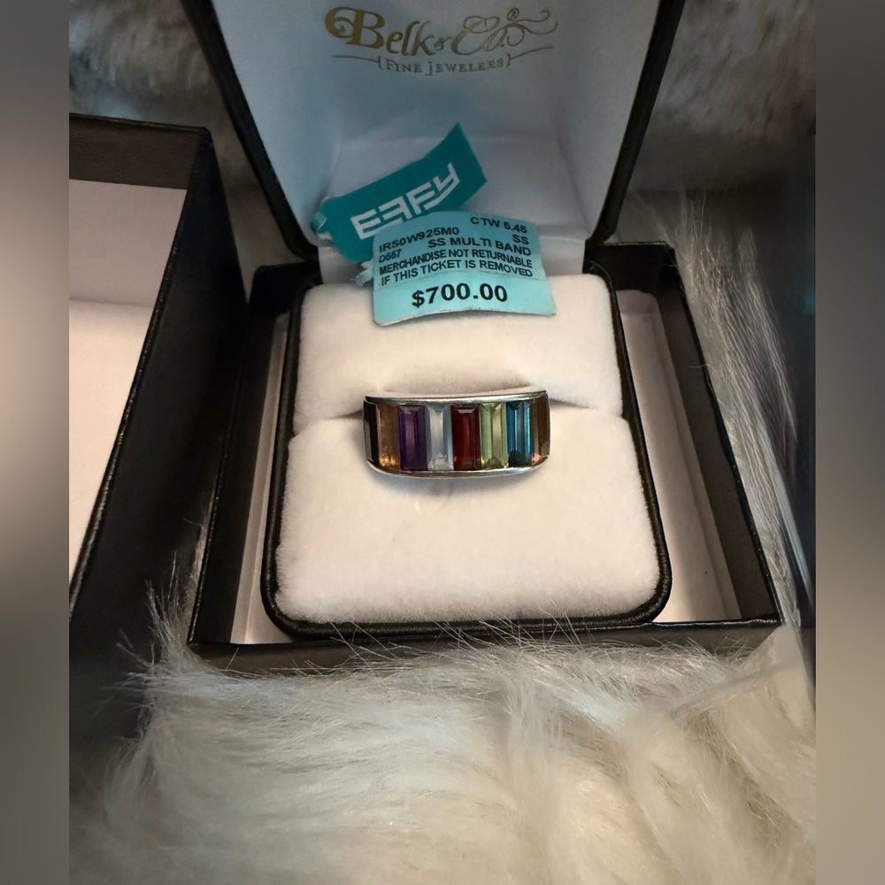 EFFY Multi Gemstone Sterling silver ring - Size 7 💙💛💜❤️💚